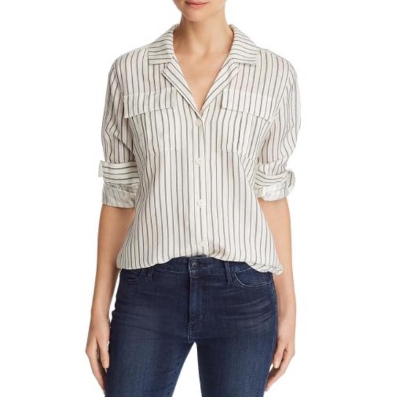 J BRAND Peyton Utility Pinstripe Button-down Satin - Picture 1 of 4
